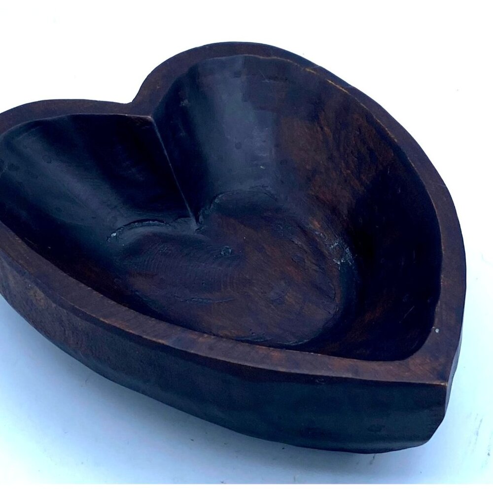 Wooden Handcrafted Heart Shaped Trinket Dish
